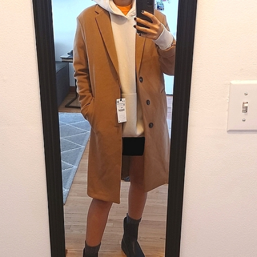 SOLD on Vinted 🆕️ NWT Zara Camel 4 Way Stretch Relaxed Fit Coat - Picture 1 of 16